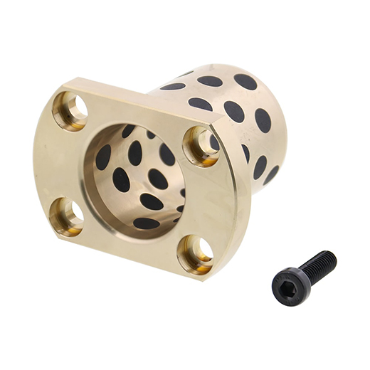 Flange Integrated Oil Free Bushings - Copper Alloy, Standard Flanged, I.D. F7 (DMPTNZ)